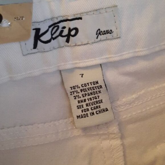 Klip Jeans NWT White Rhinestone 5 Pocket Low Rise Skinny Denim Jeans Size 7 - Picture 7 of 16
